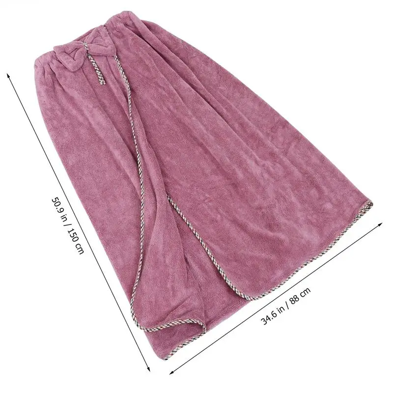 

2Pcs Coral Fleece Bath Skirt Women Household Bathrobe with Fast Drying Cap