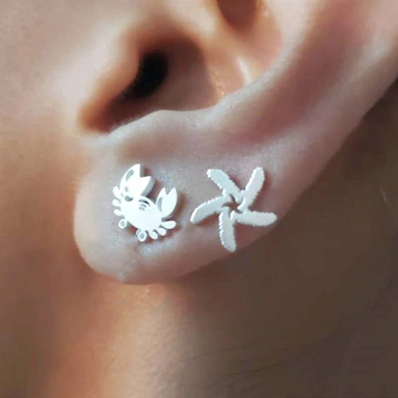 Женские серьги крабы из нержавеющей стали золотого цвета|animal stud earrings|fashion earringsstud