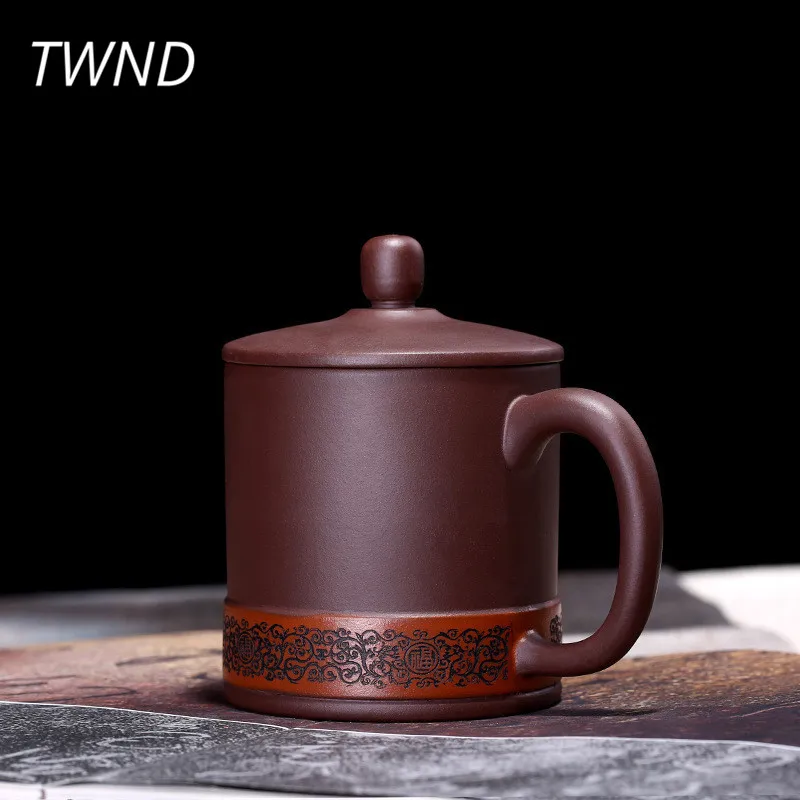400CC yixing чайные чашки с крышкой набор китайские кружки руда фиолетовая глина