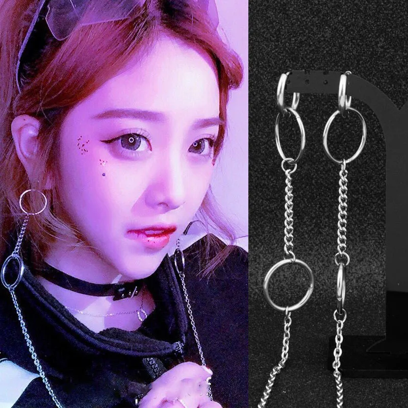 

Korea Fashion Jewelry Earrings Trend Hip Hop Long Pendant Earrings Chain Metal Earrings Wholesale Personalized Earrings