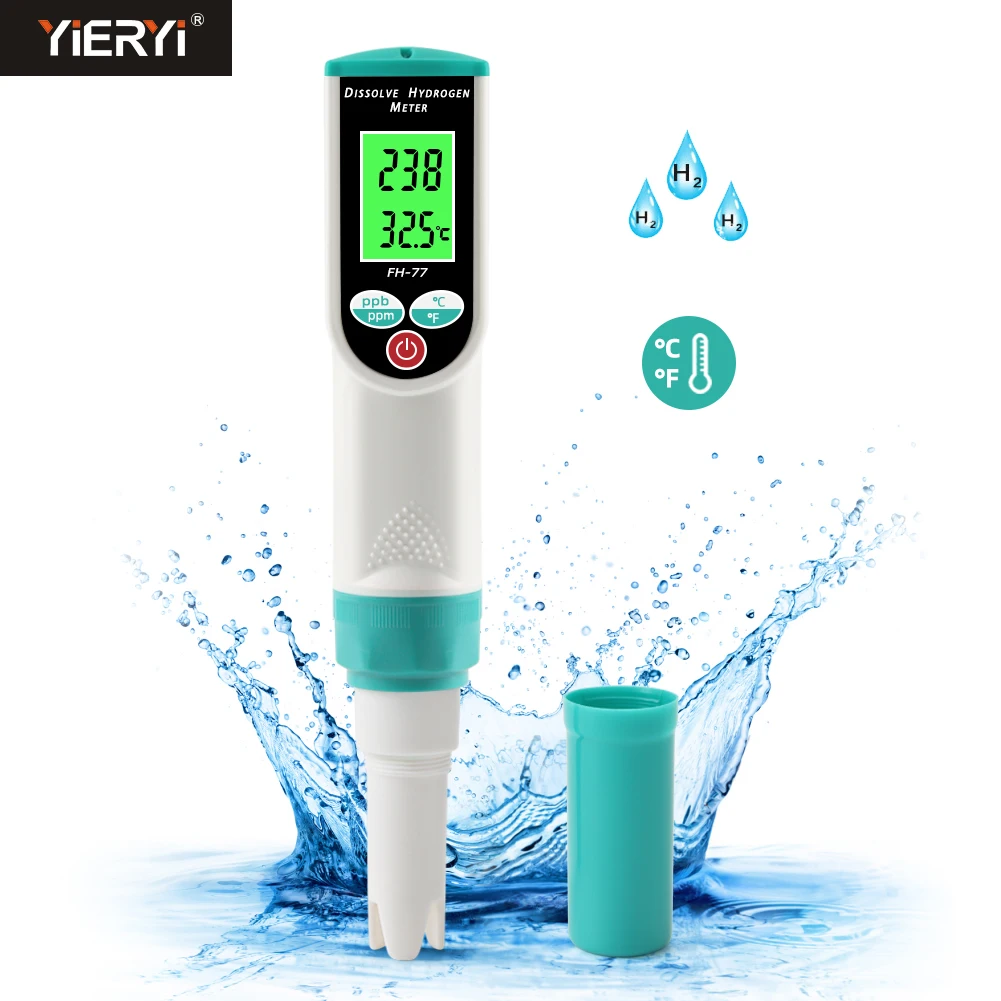 Digital 2 in 1 Temp Dissolved Hydrogen Meter 0~1999ppb LCD Display Analyzer Water Quality Tester for Drinking Water Laboratory