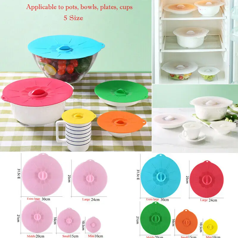 

5 Pcs/set Food Bowl Covers Creative Silicone Fresh Cover High Temperature Resistant And Heat Insulation Cushion Food Bowl Cover