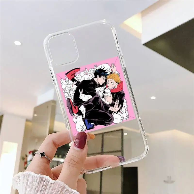 

Anime Jujutsu Kaisen Phone Case Transparent Clear for iPhone 11 12 mini pro XS MAX 8 7 6 6S Plus X 5S SE XR 2020