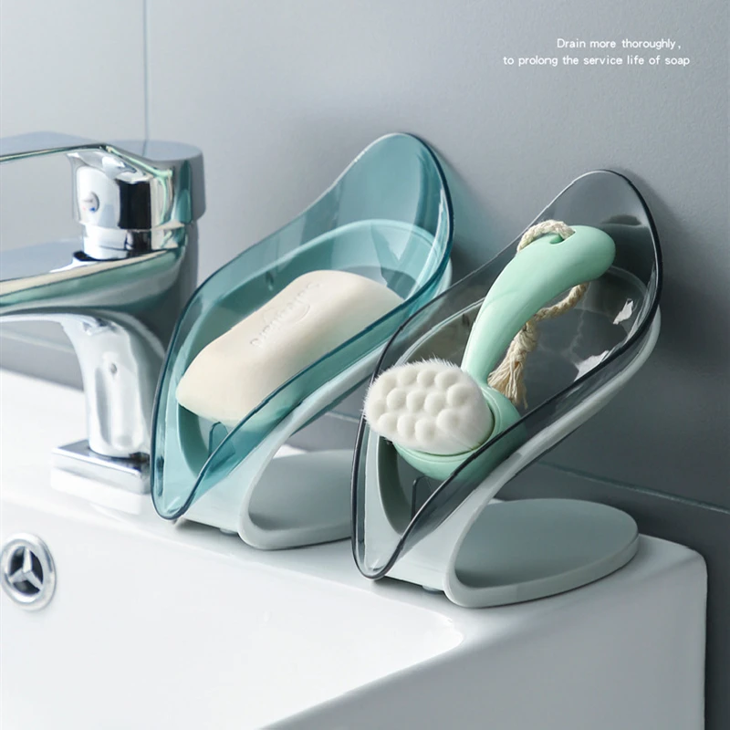 

Creative Non-slip Bathroom Soap Holder Simple Leaf Shape Soap Box Kitchen Dish Brush Rack Household Tray Holder Case Container