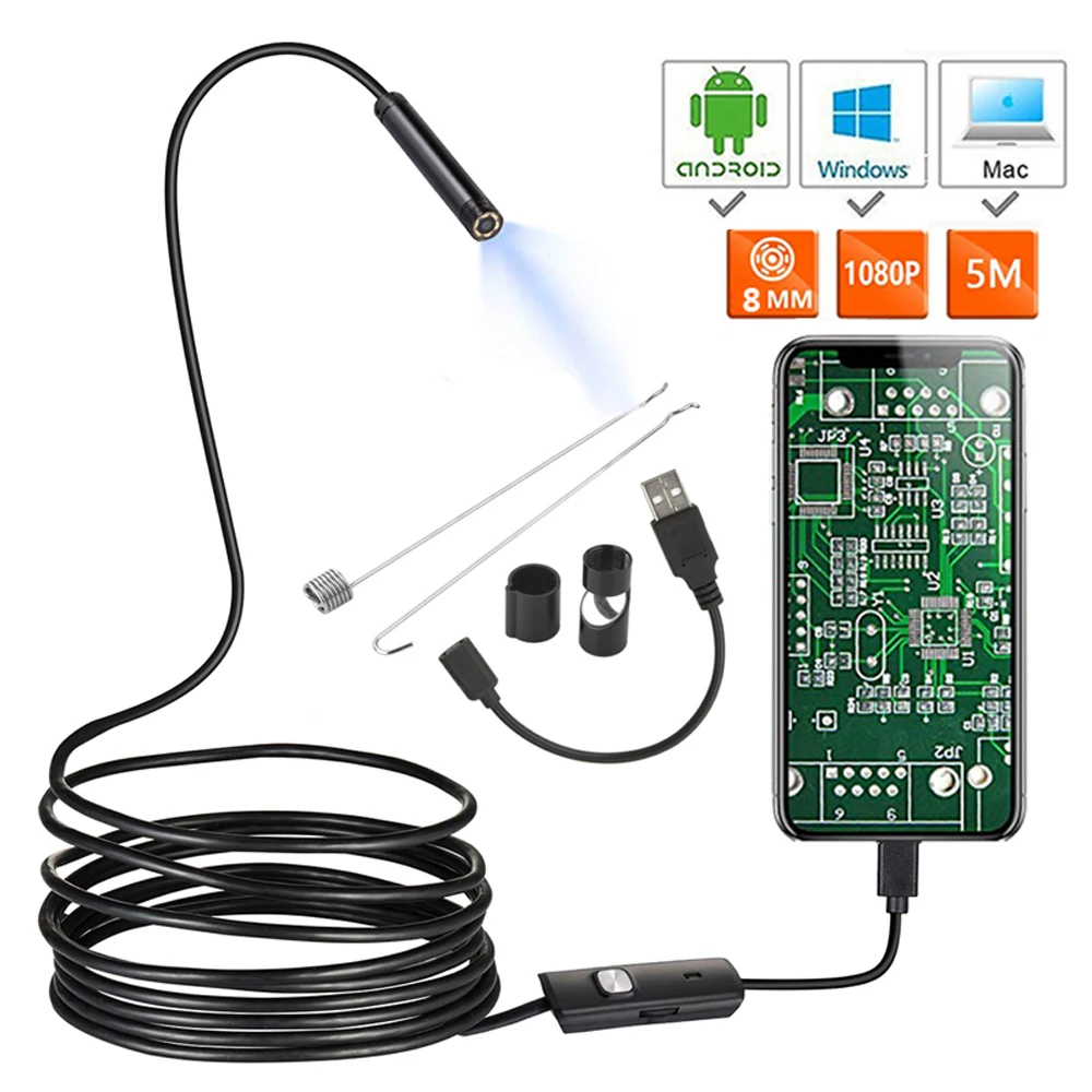 

1080P Full HD Mini Android Camera Endoscope IP67 1920*1080 2m 5m Micro USB Inspection Video Camera Snake Borescope Tube