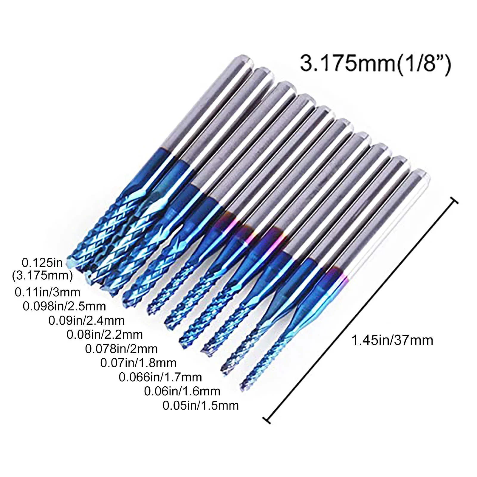 

10pcs Mini Engraving Machine Milling Cutter Blue Coated Crude Corn Milling Cutter Engraving Machine Corn Teeth Cutting