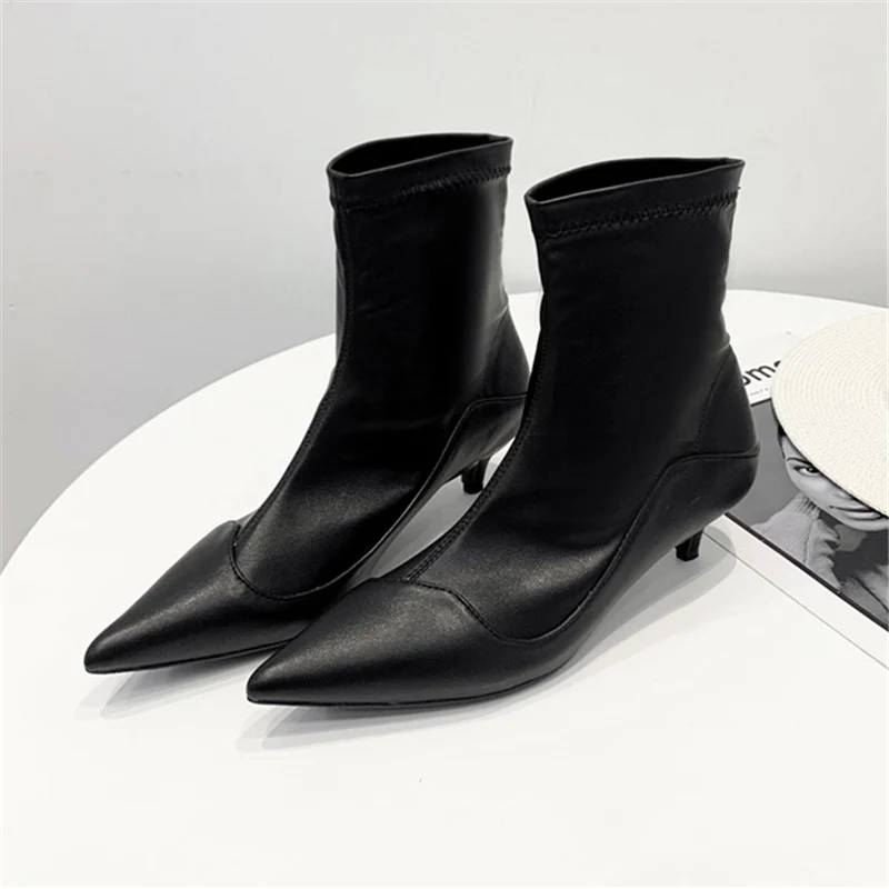 2019 г. Модные женские ботильоны на низком каблуке 3 см носки Фетиш сапоги зимние