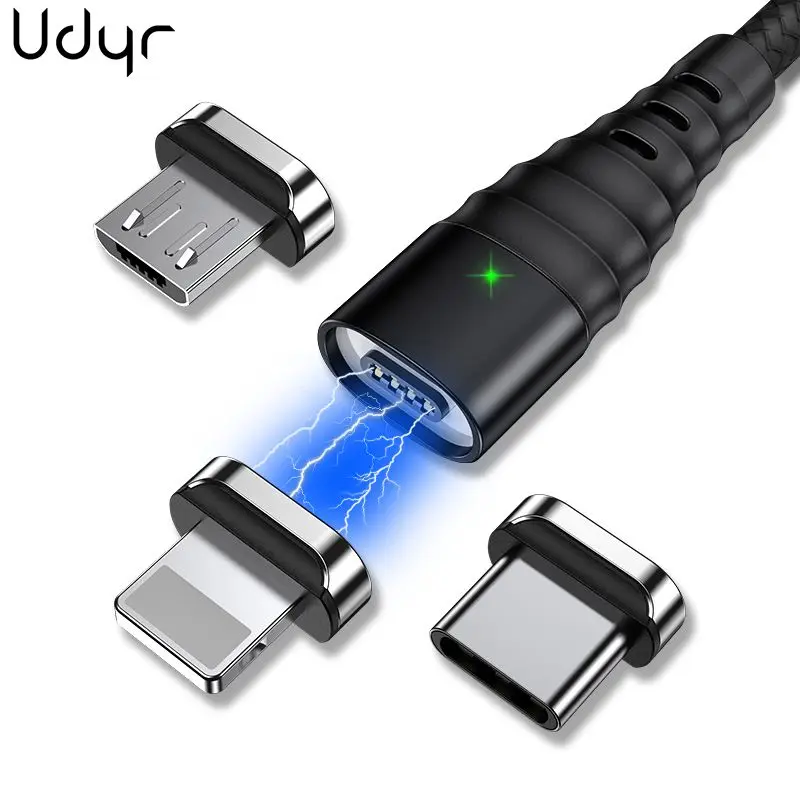 Магнитный зарядный кабель Udyr Micro USB Type C для iPhone светящийся 3A провод быстрой