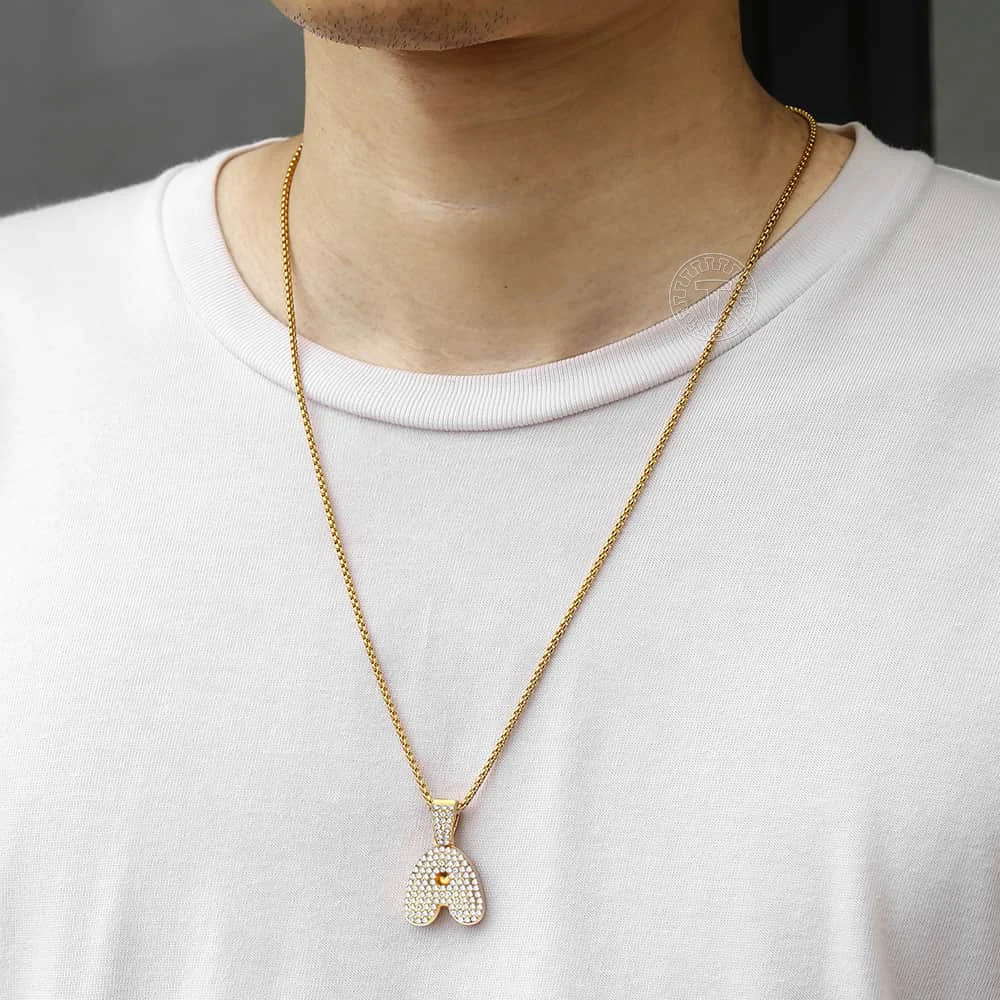 A-Z 26 Initials Pendant Necklace For Women Men Paved Rhinestone Letter Chain Gold Color Fashion Jewelry DGP398 | Украшения и