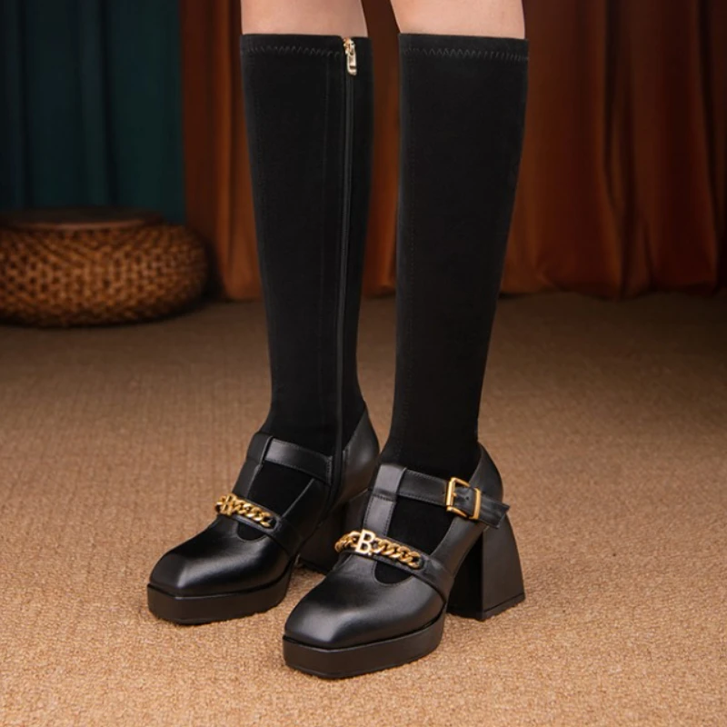 

Women's Knee High Boots Suede Warm Women's Boots Casual Sexy High Boots Autumn and Winter New Thin High Heels Women's Shoes