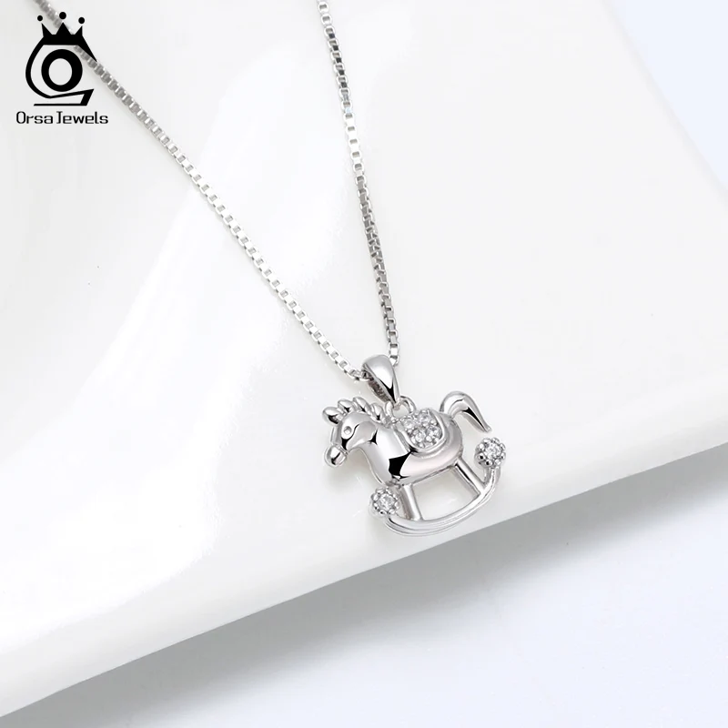 ORSA JEWELS S925 подвеска в форме карусели детский кулон с Каруселью с прозрачным AAAA Цирконом уникальные Простые Ювелирные изделия SN179