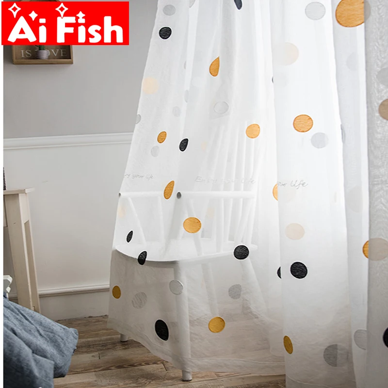 Корейские прозрачные Занавески с цветной вышивкой в виде Круга для гостиной