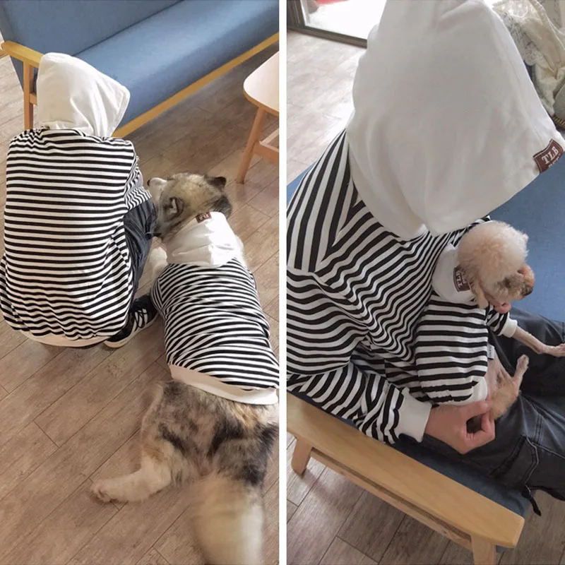Полосатая одежда для собак для больших собак, для питомцев комплекты одежды осень-зима домашних животных собак Костюмы для больших собак костюм Лабрадор Бульдог