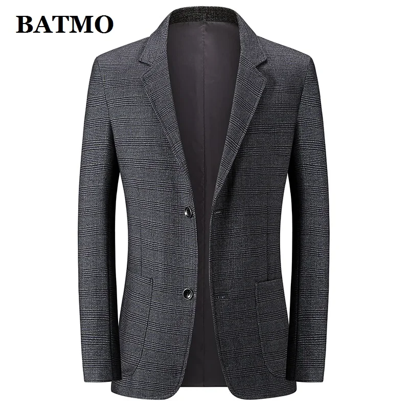 BATMO 2020 Новое поступление весенний Повседневный Серый блейзер в клетку для мужчин