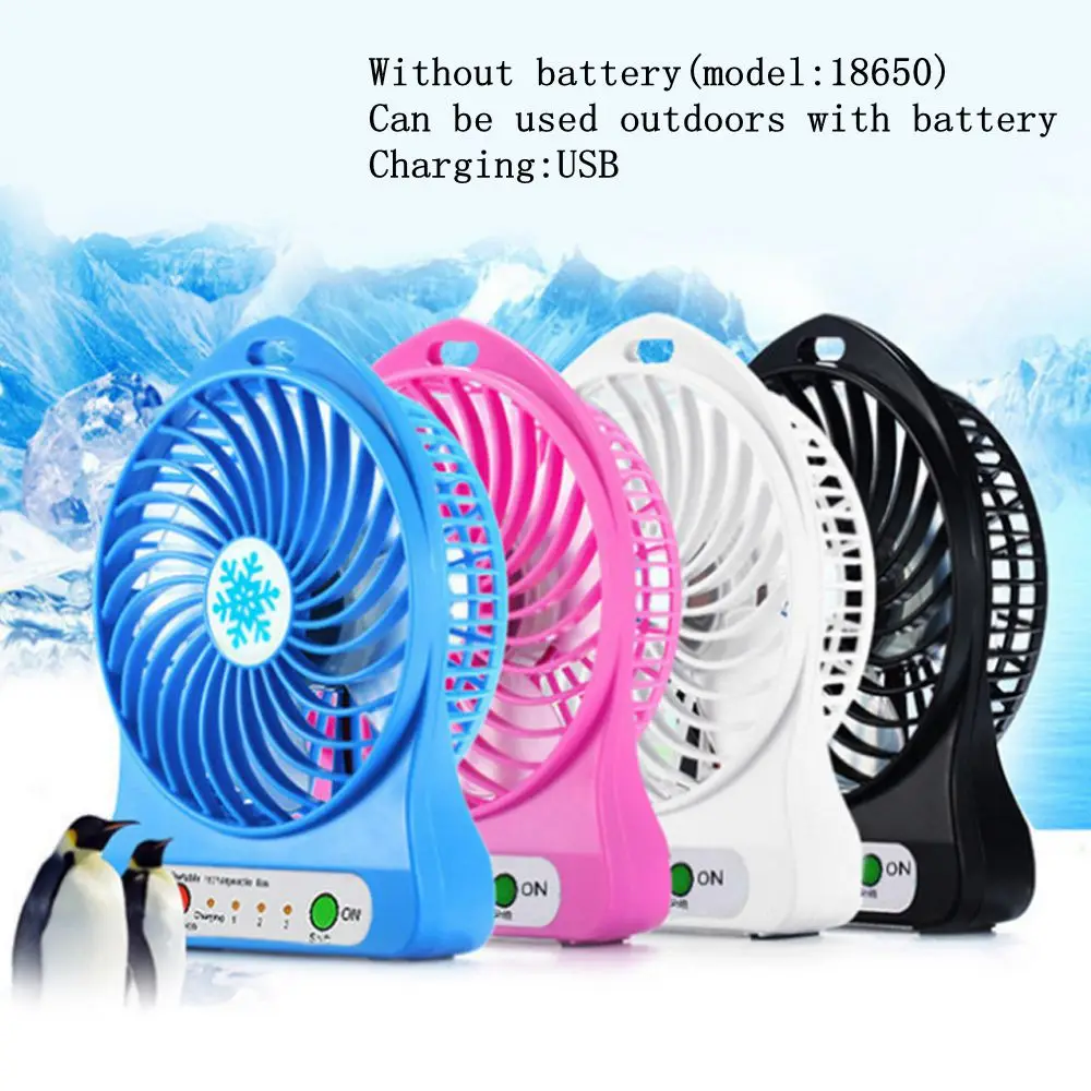 1 шт. портативный мини настольный вентилятор USB Перезаряжаемый с светодиодный
