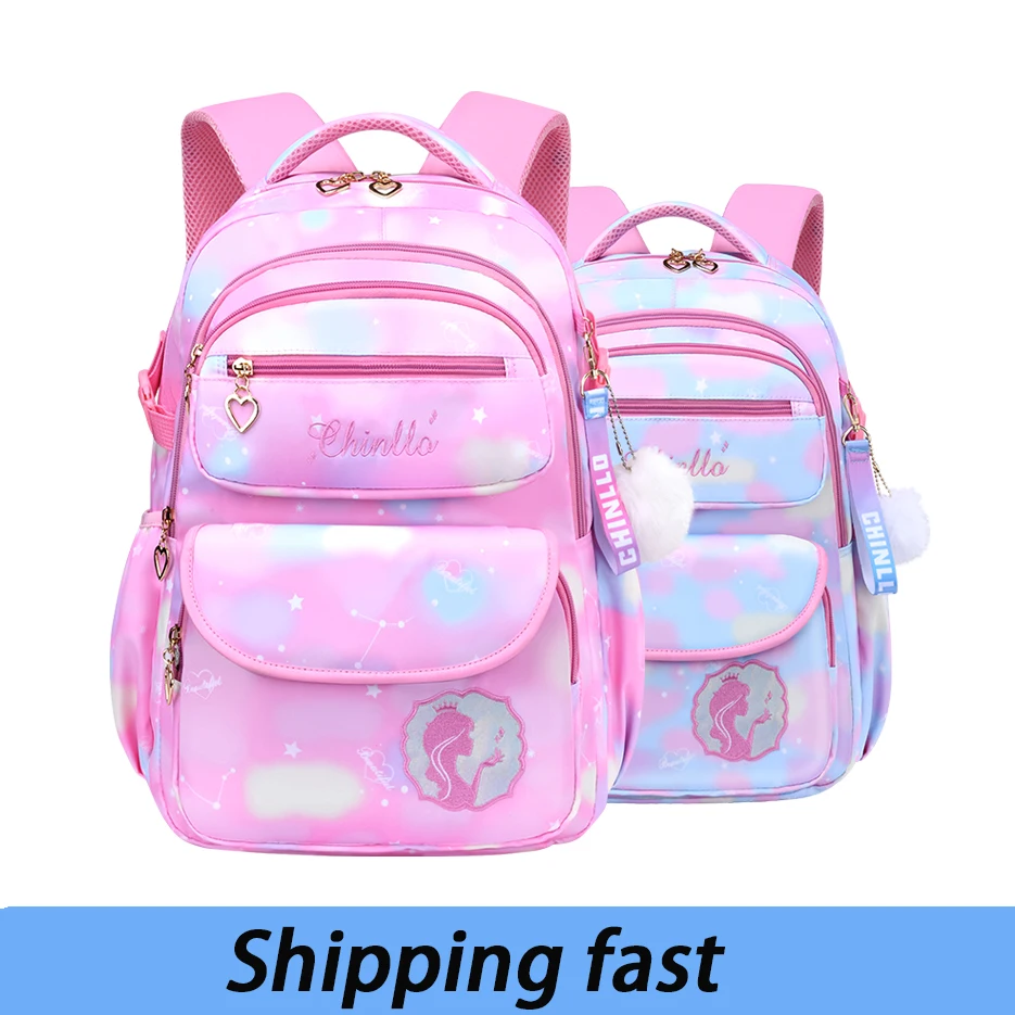 Школьный рюкзак для девочек, детский школьный рюкзак принцессы, милый рюкзак для учеников начальной школы, 6608