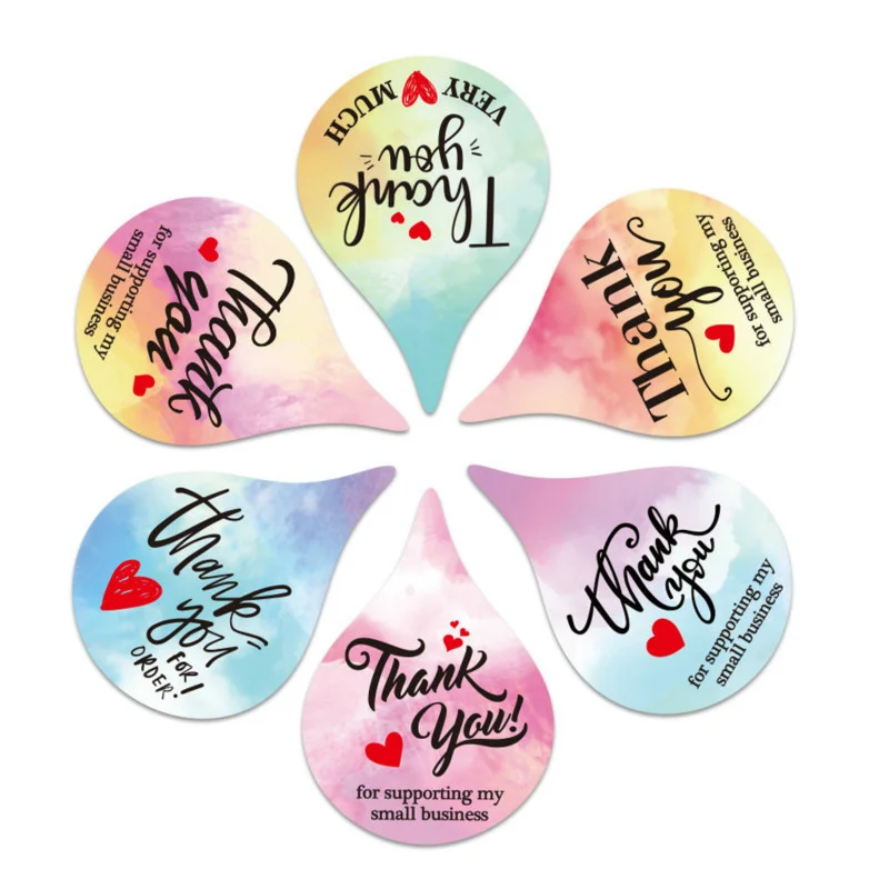 

500 Pcs A Roll Water droplet Seal Lable colorful Thank You Stickers Flower Envelope Wasi Tape Kawai Stationery