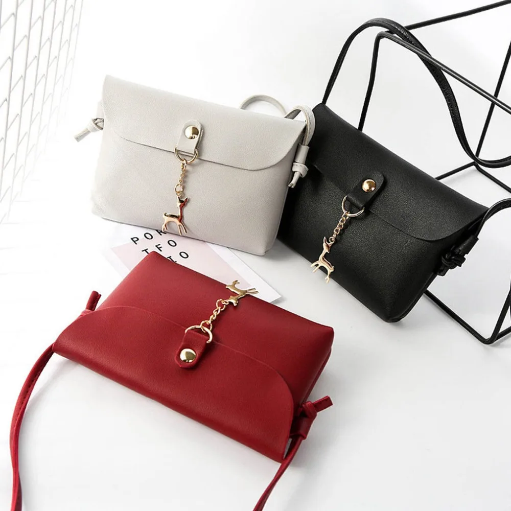 

Korean Version Candy Colors Women Small Messenger Bag Fashion Mini Bag With Deer Toy Women Shoulder Bags Handbag Bolso Bandolera