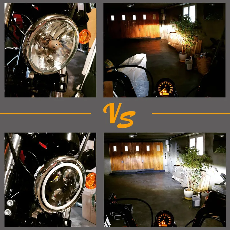 

5-3/4" 5.75 inch Motorcycle Moto LED Projector Halo Headlight 5.75inch Lamp Housing Bucket For Sportster 883 XL1200 Iron