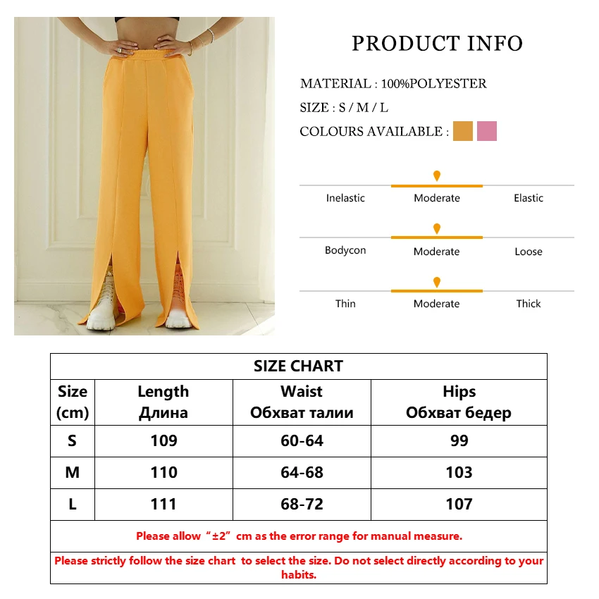 

Clacive Casual Slit Straight Pants Women 2021 Autumn Winter Pink Loose Trousers Ladies Elastic Waist Sweatpants Pockets Joggers