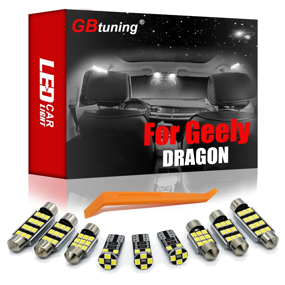 

GBtuning Canbus Error Free светодиодный 10 шт. для Geely Дракон 2007 + автомобиля укрыты внутренной сводной карта подсветки перчаточного ящика лампа багажник...