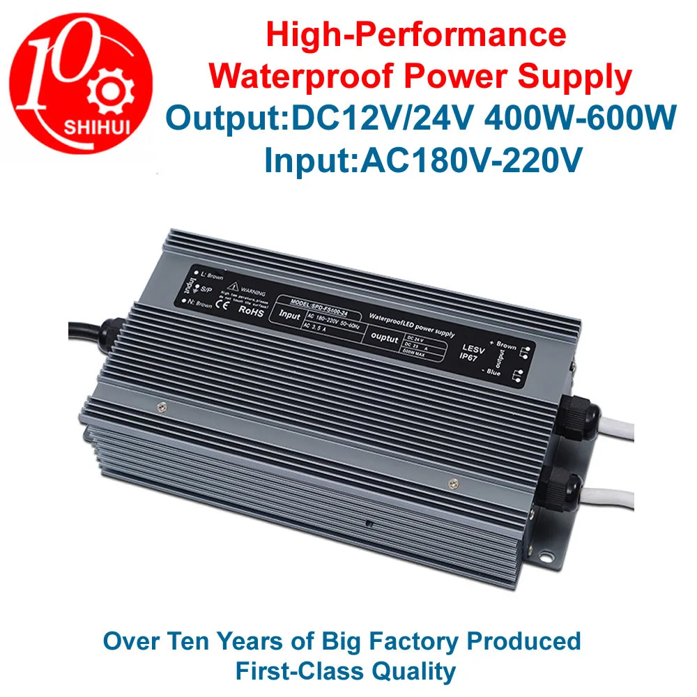 

Waterproof SMPS DC 12V 24V Switch Power Supply 400W 500W 600W For CNC Kits LED Lighting Project And Industrial Control Equipment