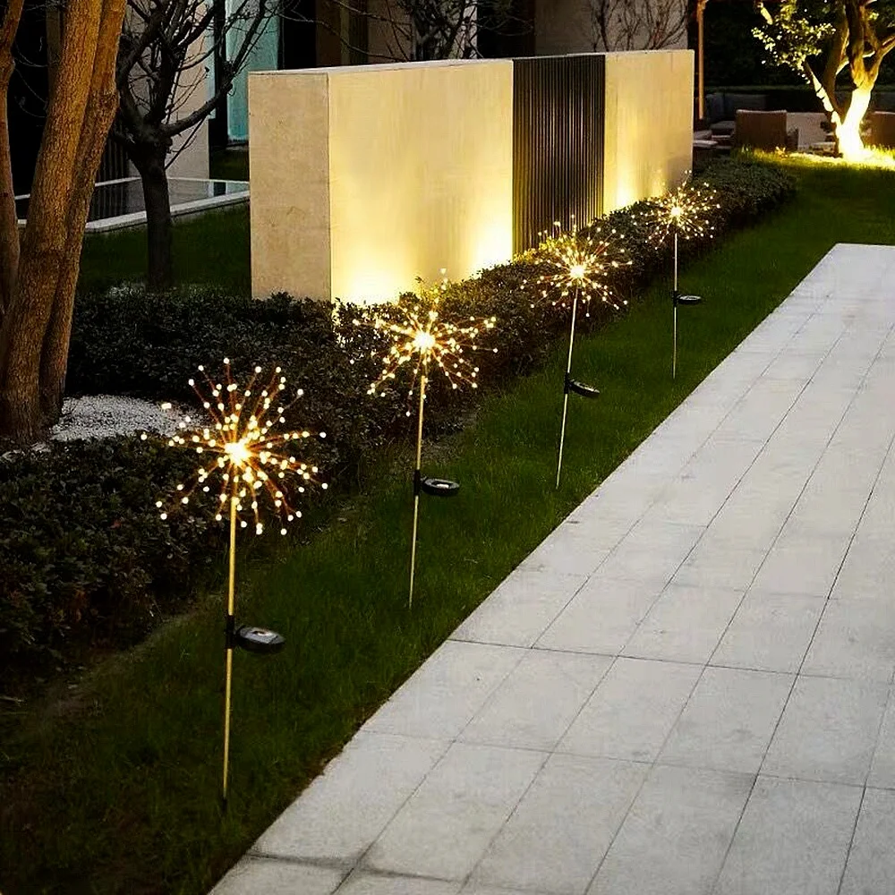 

Solar Powered Outdoor Grass Globe Dandelion Fireworks Lamp Flash String 90 /150 LED for Garden Lawn Landscape Holiday Light