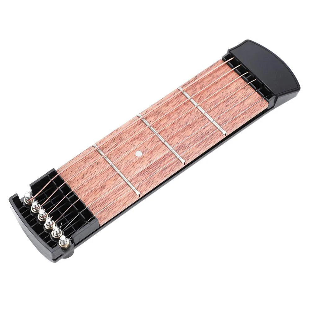 6 String 4 Fret Model Portable Pocket Guitar Neck Chord Trainer Practice Tool for Beginner Black | Спорт и развлечения