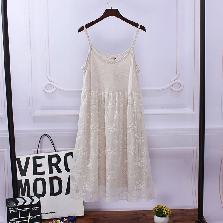 Женское летнее платье принцессы Mori Girl с вышивкой и кружевом повседневные платья