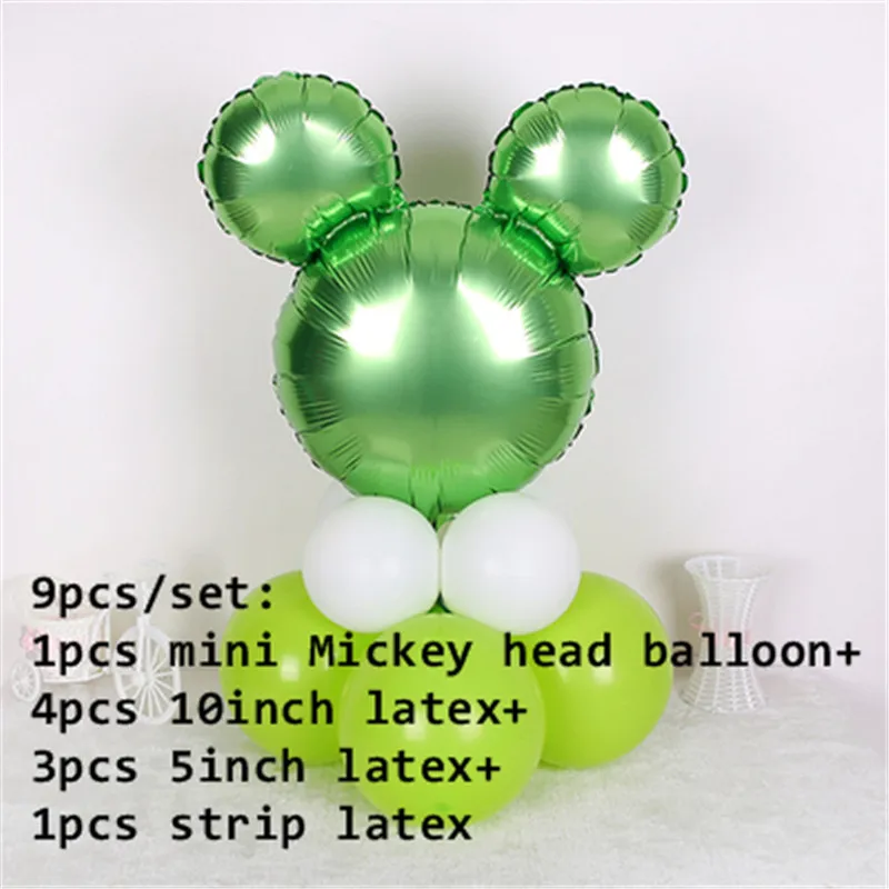 9pcs set 3 Минни Микки Маус голова фольги вертикальные шары гелий мультфильм Микки шары День рождения украшения детский душ - Цвет: 9pcs set 3