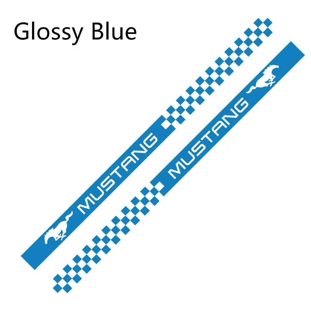 Glossy Blue 2 шт. боковые полосы автомобильные наклейки Автомобильная виниловая пленка наклейка Спортивная графика для Ford Mustang автостайлинг автомобильные принадлежности для тюнинга - Название цвета: Glossy Blue