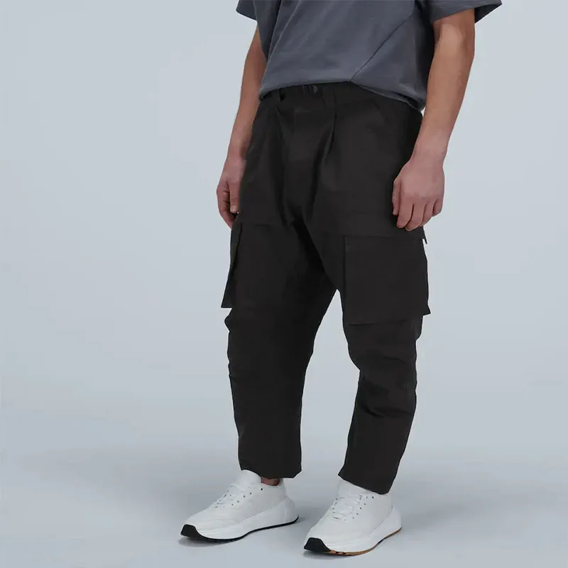 

Men's Loose Straight Nylon Twill Overalls Trendy Men's Spring And Autumn New Fashion Elastic Waist Large Pocket Casual Pants