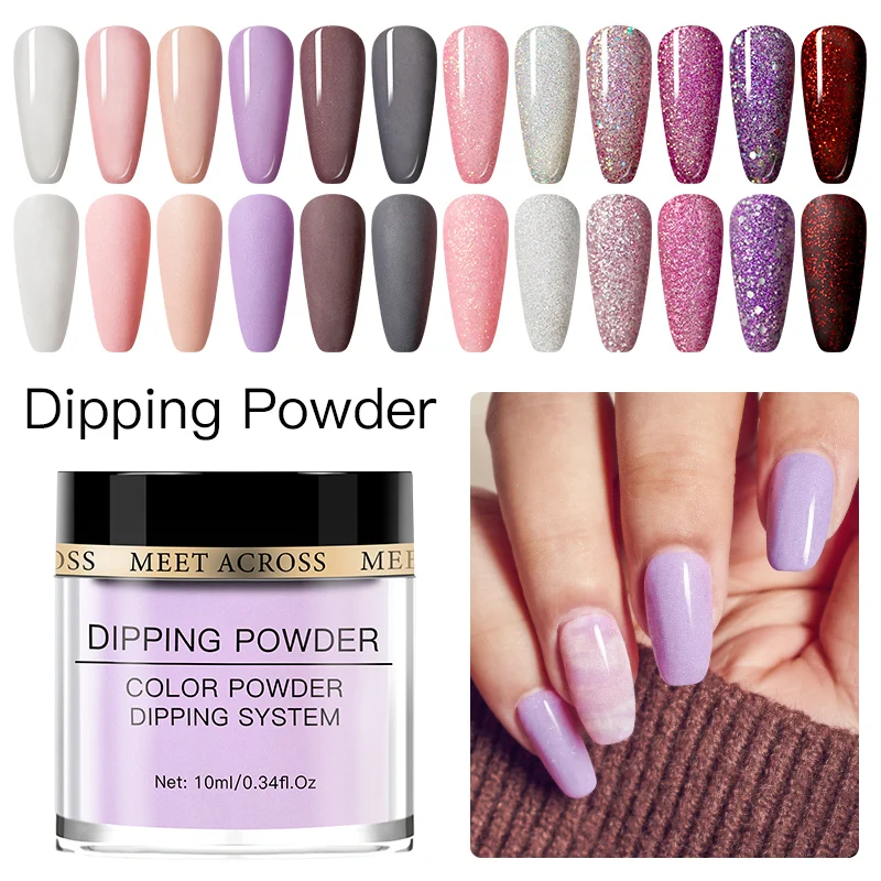 MEET ACROSS 10 мл пудра для ногтей чистый цвет естественный сухой яркий блестящий