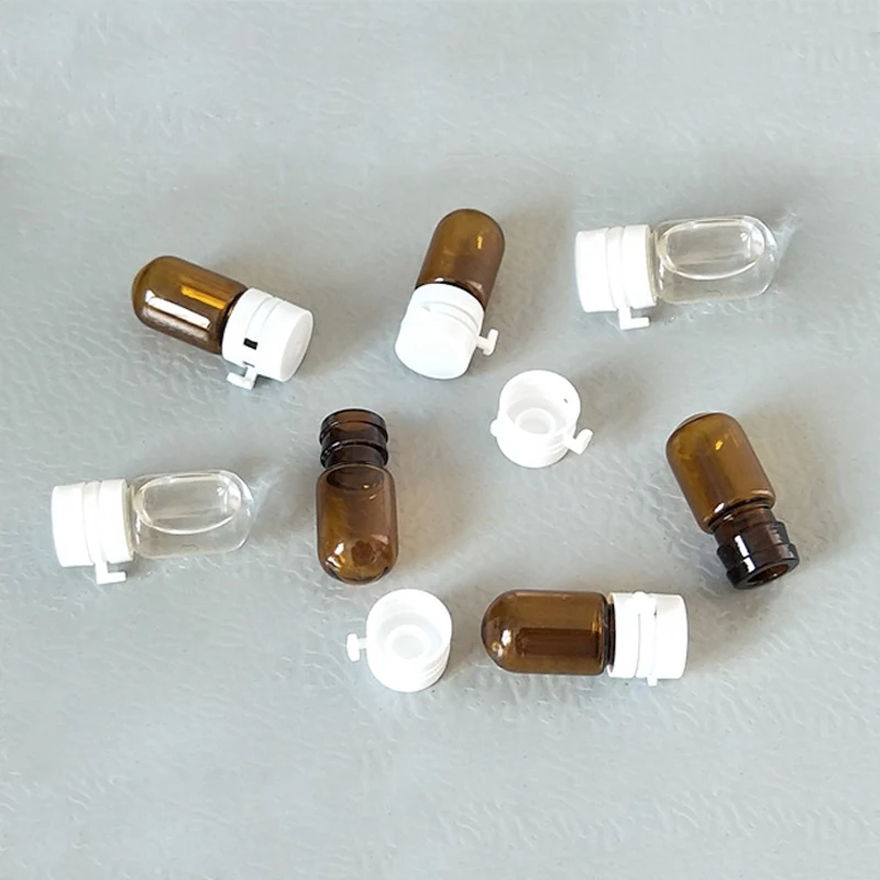 5pcs 2ml Empty Amber Clear Glass Essential Oil Bottles Cosmetic Jar Containers mini Tear cap Perfume Vials Essence Sample Pots | Красота и