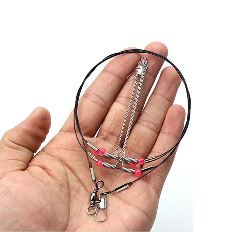 

93cm Fishing Balanced Bracket Ocean Rigs Steel Wire Leader Rope Anti-winding Rotatable Line Swivel String Hooks