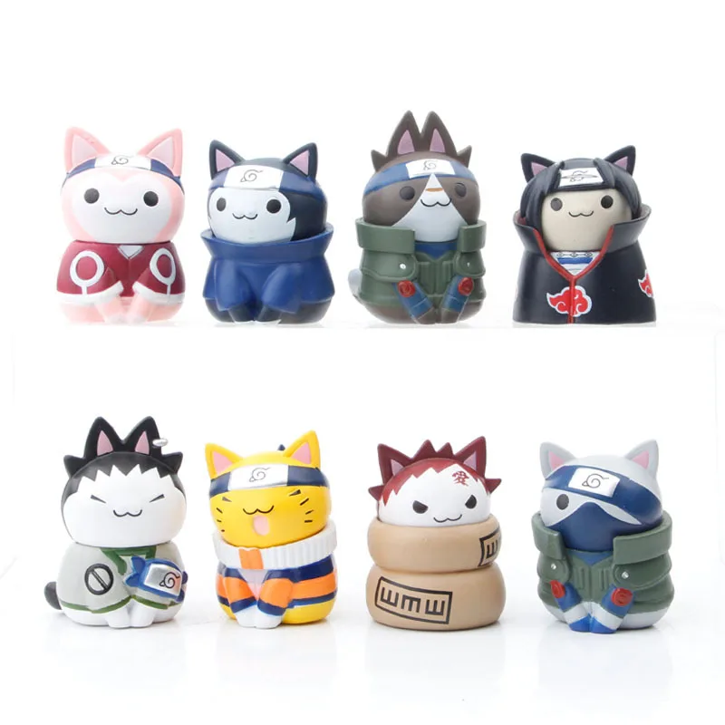 

3-4cm 8Pcs/LotAnime Naruto Figures Kawaii Toys Mini Q Version Doll Modle Action Model Figure Cartoon Kids Gift Toys Suit