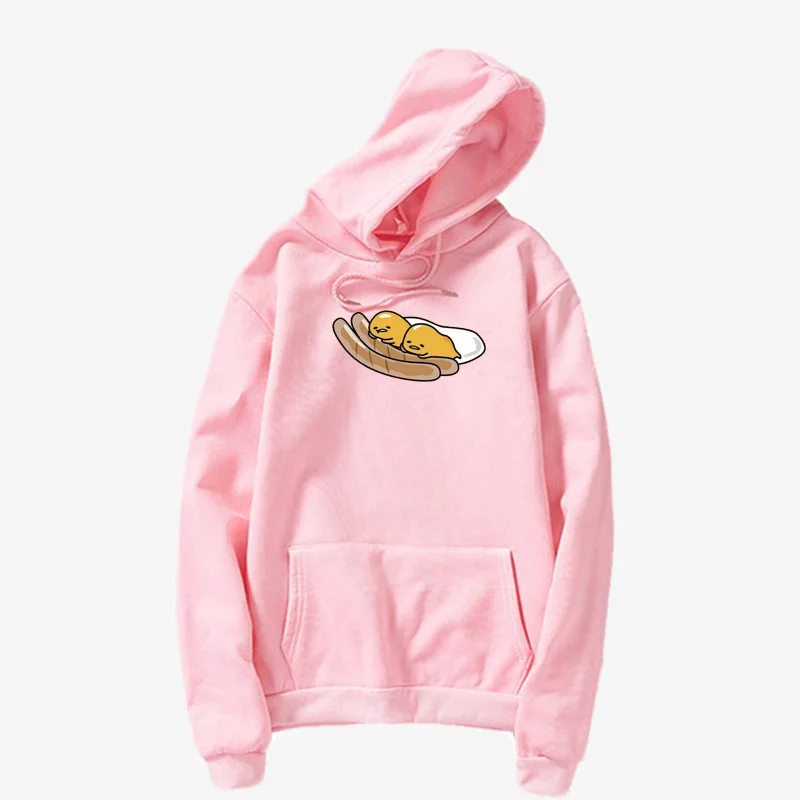 hoodies pink 11 Мультяшка Гудетама Толстовка Harajuku Осень-зима длинный рукав плюс бархат Корейская одежда новые толстовки женские Kawaii Camiseta Muje - Цвет: hoodies pink 11