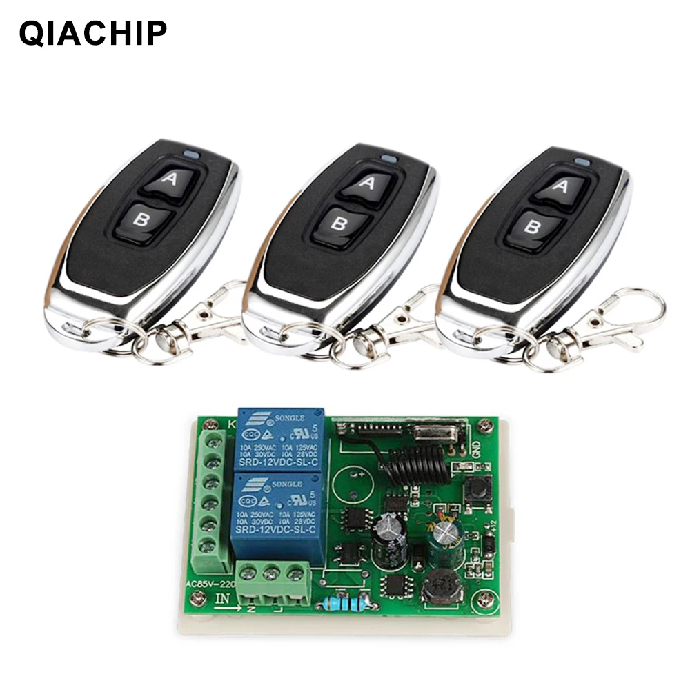 Универсальный пульт дистанционного управления QIACHIP 433 МГц 220 В 2 канала 1527