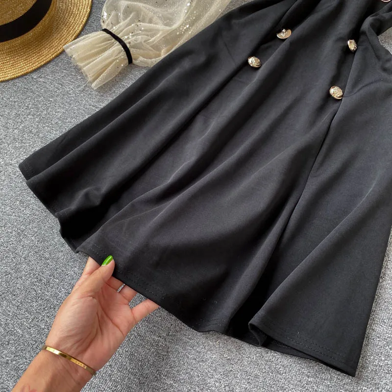 Женское платье с длинным рукавом двубортное в Корейском стиле модель 2021 на осень