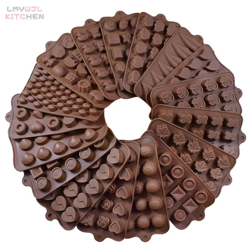 

1Pcs/Mixed Shape Chocolate Mold 18 Kinds of Candy Cake Jelly Non-stick Silicone Mold Baking Cake Decoration Accessories