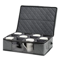 coffee mugs storage box 12 compartments visible containers chest for cups tea mugs sets teacup pouch with lid and handles for es