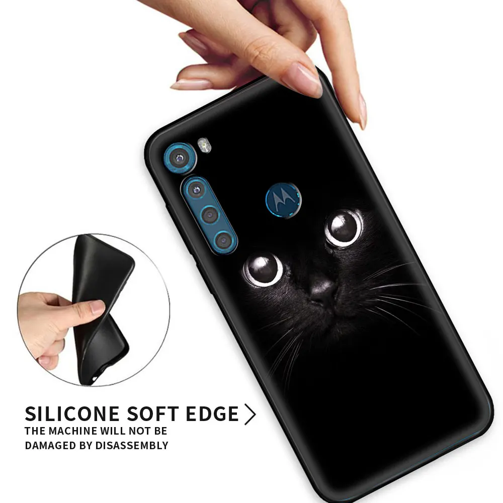 

Cute Black Cat Staring Eyes TPU Cover For Motorola G30 G10 G9 G8 Edge Power Lite Play Plus moto One Hyper Fusion G Stylus ES6