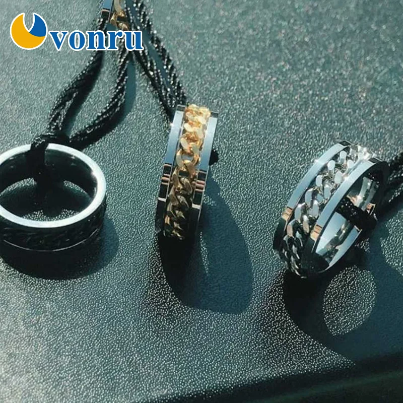 Кольцо VONRU кольцо из нержавеющей стали титановая цепочка можно вращать для
