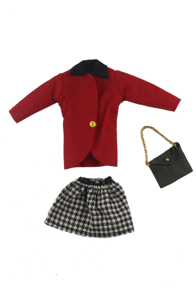 

England Red Jacket Plaid Skirt Dress Outfit Suit Sets for Barbie BJD FR SD Doll Clothes Role Play Accessories Toys for Girl