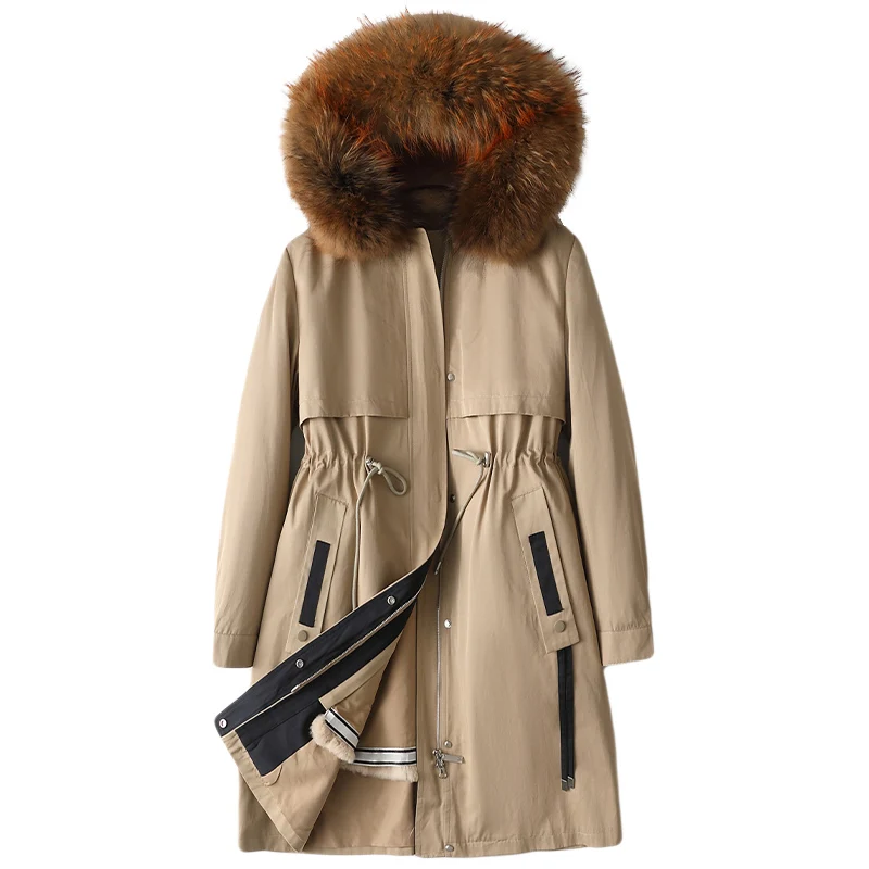 

Женская парка со съемной подкладкой и воротником из натурального Лисьего меха