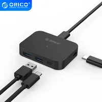 ORICO Type C 4 порта USB3.0 мини концентратор Поддержка порта OTG функция 5 Гбит/с Суперскоростной USB сплиттер USB C USB3.1 для ноутбука настольного компьютера Mac PC - изображение