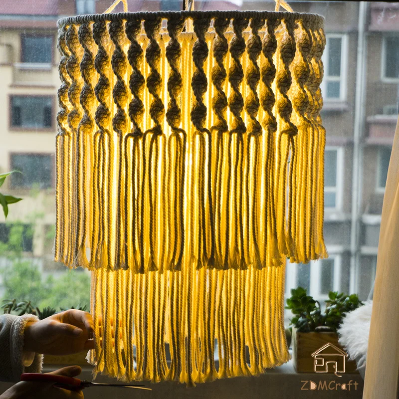 Оригинальный пользовательский макраме настенный ручной люстра с абажуром