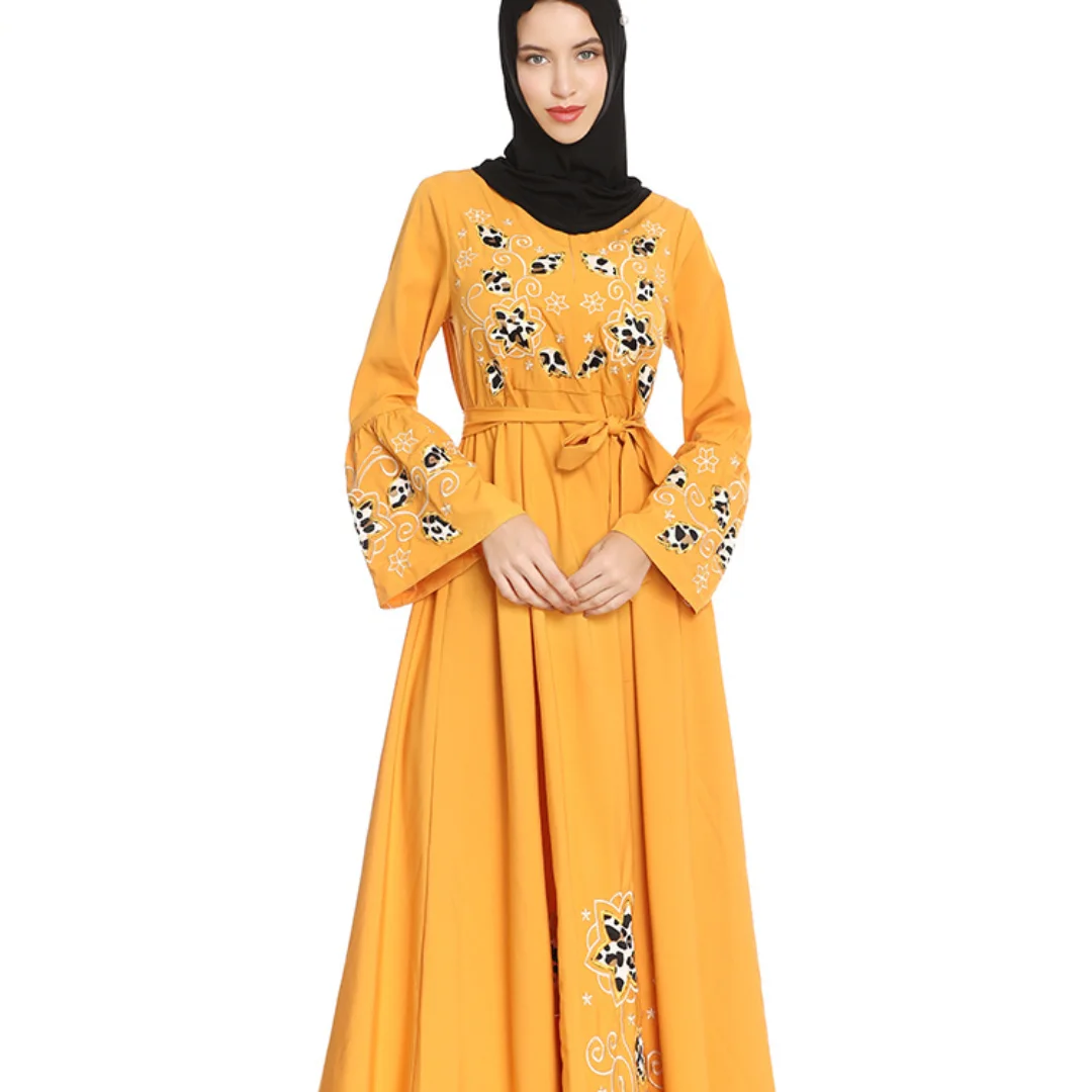 

Новинка 2021, мусульманское платье с длинным рукавом, винтажное приталенное платье с а-образным вырезом для путешествий, привлекательное уни...