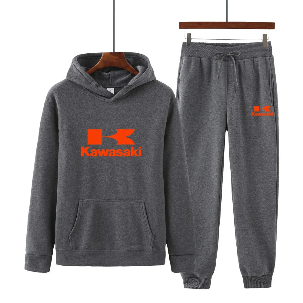 

Men's spring and autumn K printed hooded sweater + casual trousers two-piece suit of the same color fashion trend men