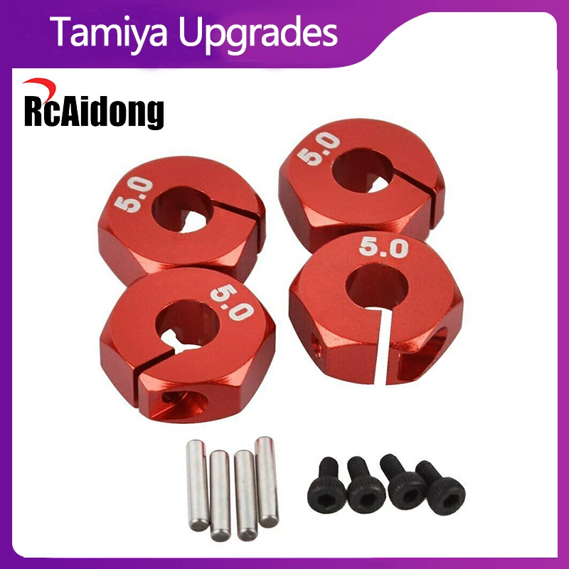 

4pcs Aluminum 12mm 5mm Wheel Hex Drive Hub Adapter with/ Pins Screws for Tamiya TT-02/XV-01/FF-03 53823 Upgrades Accessories